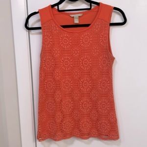 Banana Republic Coral Lace and Cotton Tank